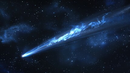 Wall Mural - beautiful comet with colorful train in night sky