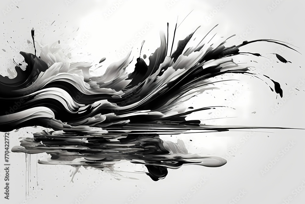 Japanese zen style abstract art illustration using brush stroke style ...