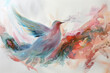 abstract acrylic painting of a bird , pastel hues