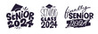 Senior 2024, Class 2024 - lettering hand drawn doodle print. T-shirt design, mug print, 100% vector