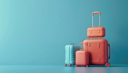 Wall Mural - luggage or baggage and planes placed on passport for making advertising media about tourism by AI generated image