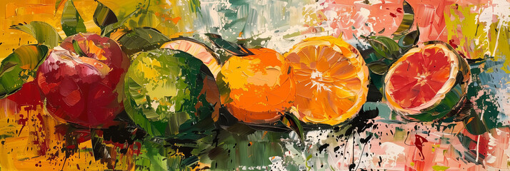 Wall Mural - abstract vibrant acrylic painting of a fruits