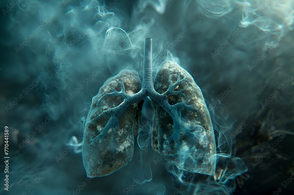 Smoke formation shaped as human lungs. Illustration of smokers lungs ...