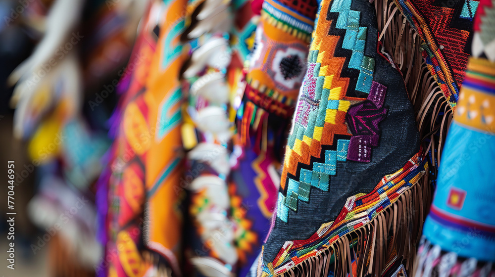 Colorful Native American clothing items with detailed patterns ...