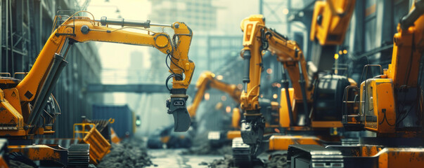 Poster - Robotic arms on construction site dynamic