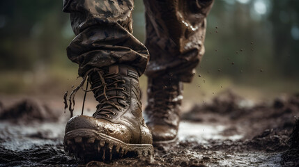 Sticker - muddy boots of mountain soldier