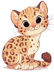 Sticker - leopard cartoon isolated on white