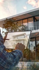 Poster - Modern architect designing with digital tablet, project visualization