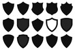 set of black shield icons set. Protect shield vector isolated on white background