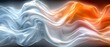   A digital illustration showcasing waves in shades of white, orange, and blue against a dark backdrop with an area to incorporate text