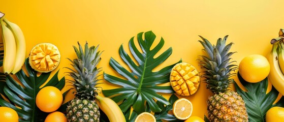   bananas, pineapples , and oranges