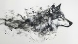 Fototapeta  - A wolf painted in calligraphic style