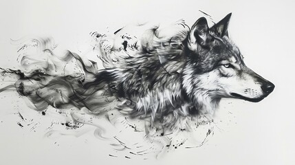 Naklejka na meble A wolf painted in calligraphic style