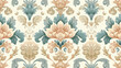 Vintage seamless wallpaper with frame. flat vector isolated