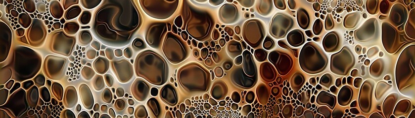 abstract detailed brown porous network with bubbles and cell-like textures, resembling a sponge patterns or organic plant structure.