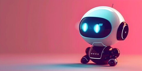 Poster - a cute friendly-looking chatbot or virtual assistant character in the form of a rounded bubble shape