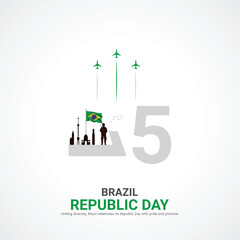 Wall Mural - brazil republic day. brazil republic day creative ads design November 15. vector, 3D illustration.