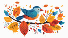 Vector Cute Hand Drawn Style Colorful Autumn Migrator
