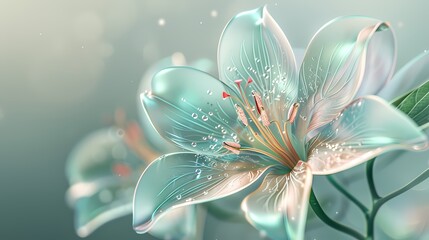 Fototapete - Metal glass futuristic flowers plants abstract graphics poster web page PPT background