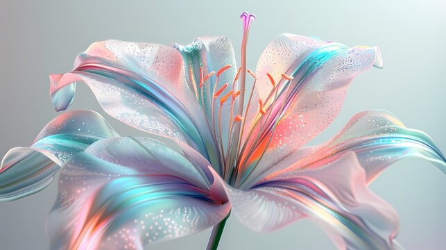 Metal glass futuristic flowers plants abstract graphics poster web page PPT background