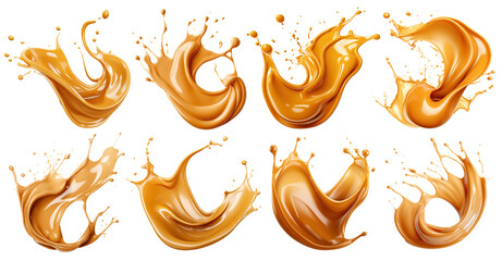 Wall Mural - Set of delicious caramel splashes, cut out