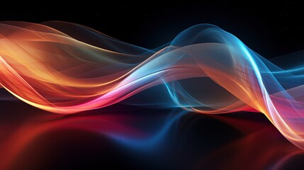 Poster - A nebular synthesis of waves in vibrant colors of blue, purple, and red creates a mesmerizing digital landscape, perfect for artistic tech backgrounds or imaginative visual projects
