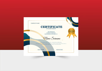 certificate of achievement template with gold badge and border