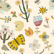 Butterfly and flower. seamless pattern animal and nature. watercolor vector illustration.