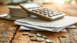 © weerasak - A ledger and calculator next to a stack of invoices, symbolizing the meticulous nature of cost control and profit margin calculations in a restaurant