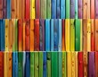 Rainbow painted wooden boards