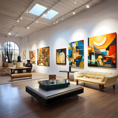 Canvas Print - A modern art gallery with diverse and eclectic pieces