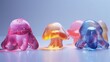 3D rendered colorful jellyfish on a gradient background.