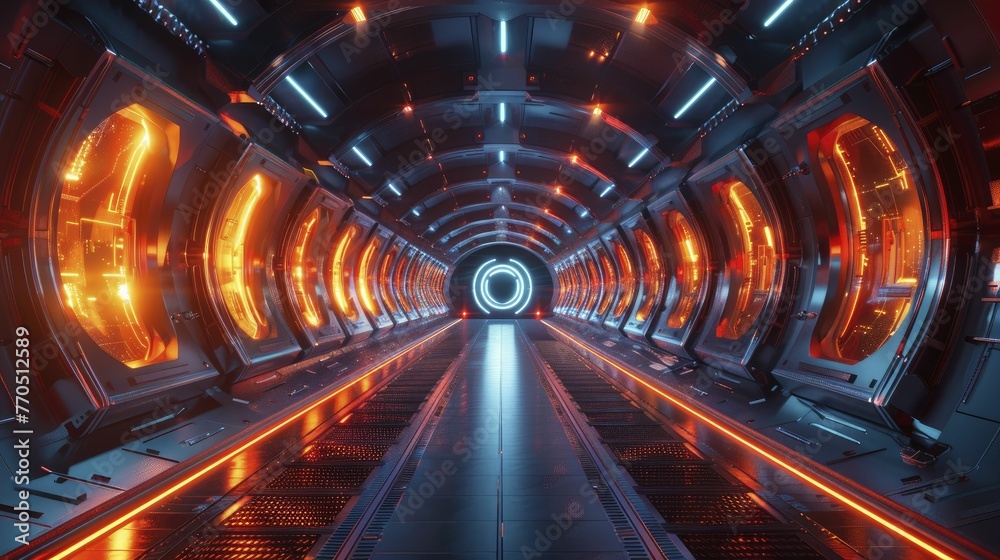 Space Engine Interstellar The symmetrical design of the interstellar spacecraft engine room ...