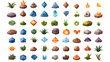Assortment of crystal and element icons for a fantasy game