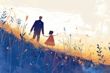 Wall Mural - family on the meadow