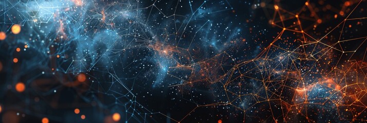 Dynamic Digital Data Connection and Particles Abstract Background for Modern Concepts