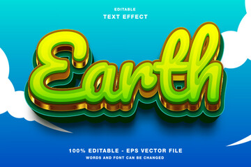 Wall Mural - Earth 3d Editable Text Effect Template Style Premium Vector