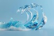 © furyon - Pure water wave splash, aqua liquid sculpture, 3D render on blue background