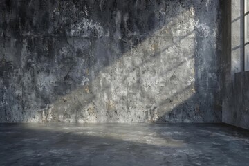 Wall Mural - Minimalist Gray Concrete Studio Room, Industrial Backdrop with Textured Wall and Floor, 3D Rendering