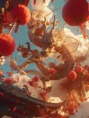 Wall Mural - chinese dragon statue