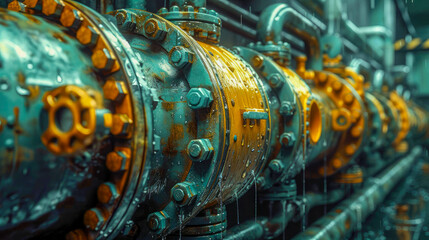 Poster - Industrial equipment for the petrochemical and gas industries, shell-and-tube heat exchanger for heating and cooling liquids