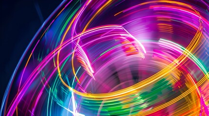 Wall Mural - vibrant light trails dance in the night. colorful long exposure photography captures movement in abs