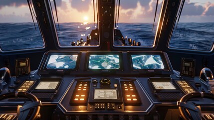 Aufkleber - Sunset View From Ships Cockpit