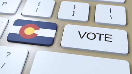 Wall Mural - Colorado Vote in State. State Flag and Button 3D Illustration