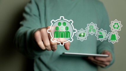 Life cycle assessment concept. Evaluation of the carbon footprint and environmental impacts of products or services throughout their life cycle.