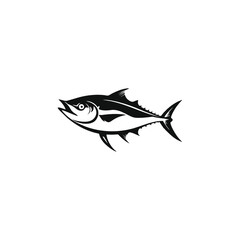 Wall Mural - black tuna fish on a white background.