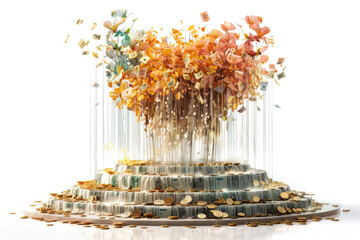 Wall Mural - fountain of abundance, with a continuous flow of banknotes and gold coins cascading down