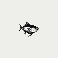 Sticker - black tuna fish on a white background.