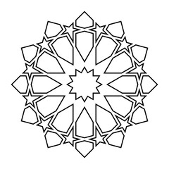 Islamic geometric contour outline design element vector illustration isolated on white background. Logo icon