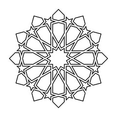 Islamic geometric contour outline design element vector illustration isolated on white background. Logo icon
